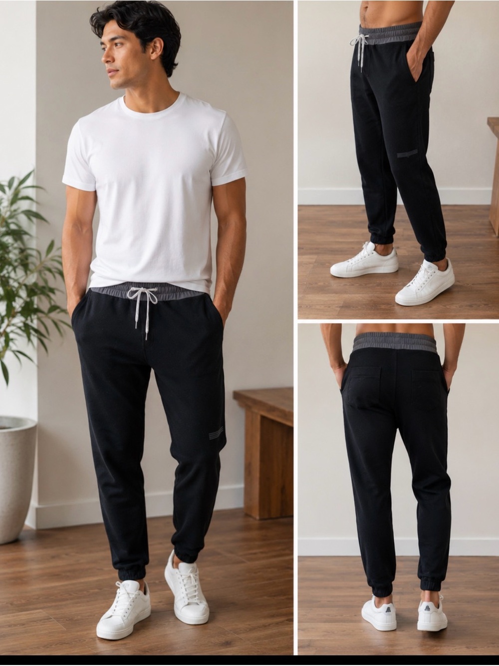 Vuori Balboa Black Sweatpants with Gray Waistband Tag size medium